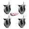 Service Caster Semi Steel Swvl Grip Ring Caster Set 4 w/3''Wheel&7/16''Stem-4 Swvl w/Top Lck BRK, 4PK SCC-GR20S514-SSS-PLB-716138-4 - alternate 3